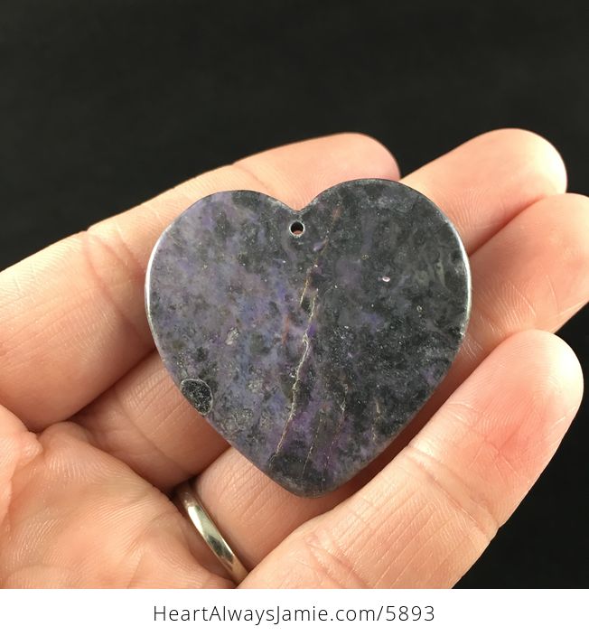 Heart Shaped Purple Nipomo Coral Fossil Stone Jewelry Pendant - #usIQ2ui1b40-6