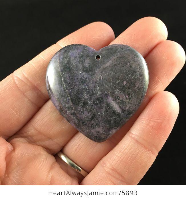 Heart Shaped Purple Nipomo Coral Fossil Stone Jewelry Pendant - #usIQ2ui1b40-1