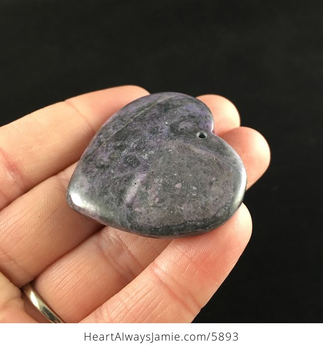 Heart Shaped Purple Nipomo Coral Fossil Stone Jewelry Pendant - #usIQ2ui1b40-3