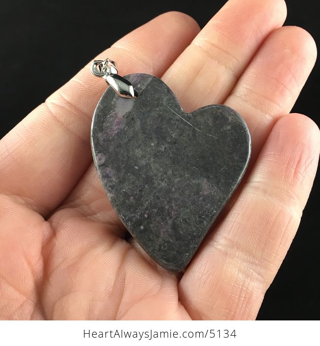 Heart Shaped Purple Nipomo Coral Fossil Stone Jewelry Pendant - #yq6RY1vSEWA-5