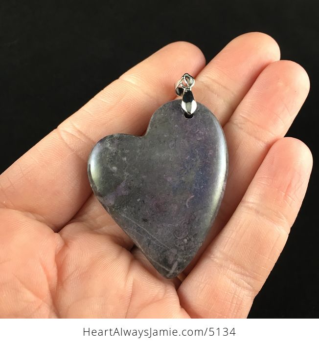 Heart Shaped Purple Nipomo Coral Fossil Stone Jewelry Pendant - #yq6RY1vSEWA-1