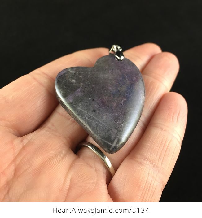 Heart Shaped Purple Nipomo Coral Fossil Stone Jewelry Pendant - #yq6RY1vSEWA-2