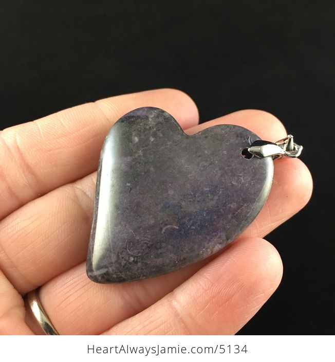 Heart Shaped Purple Nipomo Coral Fossil Stone Jewelry Pendant - #yq6RY1vSEWA-3