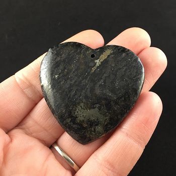 Heart Shaped Pyrite and Black Jasper Stone Jewelry Pendant #MXIxnQUX8Kg