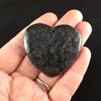 Heart Shaped Pyrite and Black Jasper Stone Jewelry Pendant #ZTEor2M1m2g