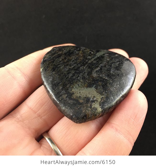 Heart Shaped Pyrite and Black Jasper Stone Jewelry Pendant - #MXIxnQUX8Kg-2