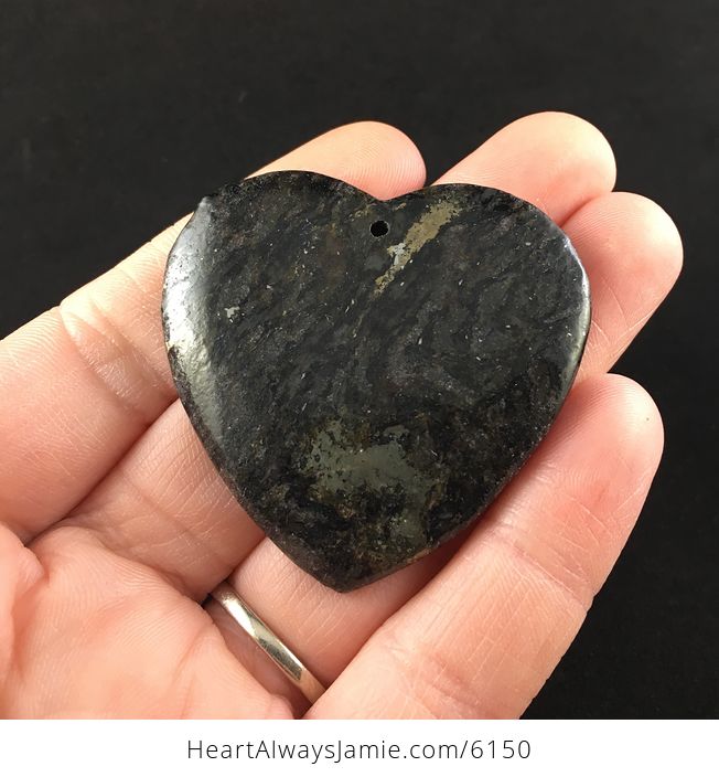 Heart Shaped Pyrite and Black Jasper Stone Jewelry Pendant - #MXIxnQUX8Kg-1