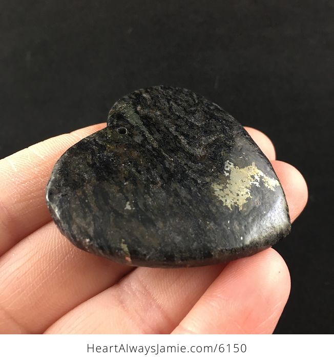 Heart Shaped Pyrite and Black Jasper Stone Jewelry Pendant - #MXIxnQUX8Kg-4