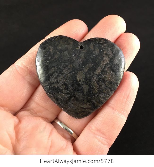 Heart Shaped Pyrite and Black Jasper Stone Jewelry Pendant - #ZTEor2M1m2g-1