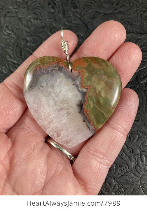Heart Shaped Rainbow Jasper Druzy Stone Jewelry Pendant - #C8wG0Eg6sGg-4