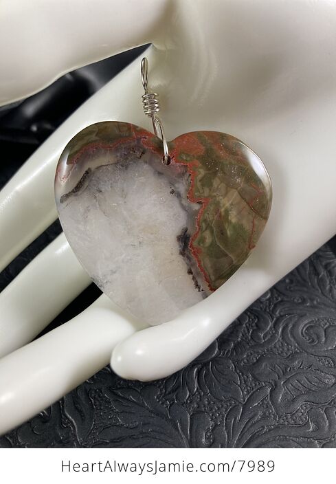 Heart Shaped Rainbow Jasper Druzy Stone Jewelry Pendant - #C8wG0Eg6sGg-7