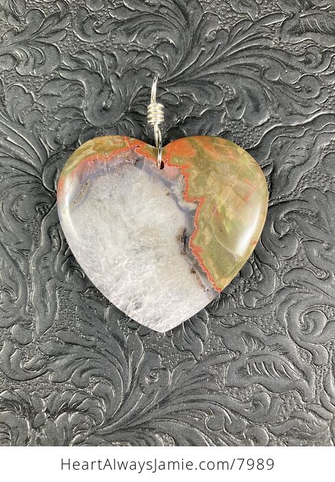 Heart Shaped Rainbow Jasper Druzy Stone Jewelry Pendant - #C8wG0Eg6sGg-6