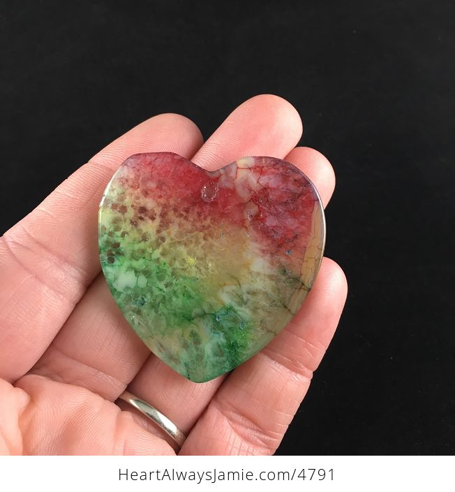 Heart Shaped Rainbow Jasper Druzy Stone Jewelry Pendant - #Ph5FoNZOtco-5