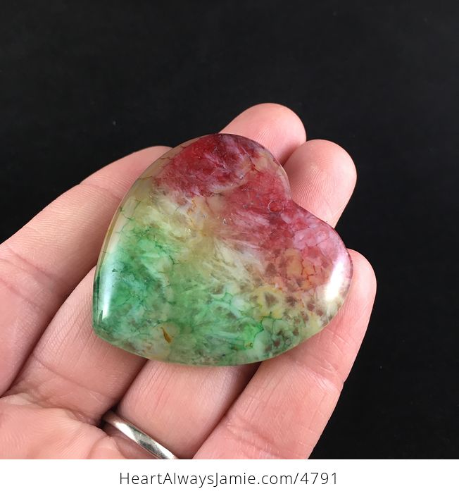 Heart Shaped Rainbow Jasper Druzy Stone Jewelry Pendant - #Ph5FoNZOtco-3