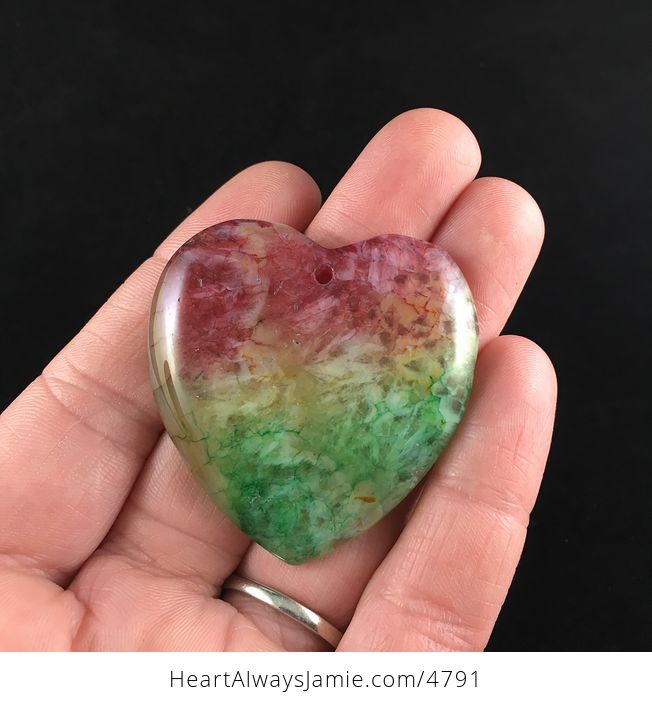 Heart Shaped Rainbow Jasper Druzy Stone Jewelry Pendant - #Ph5FoNZOtco-1