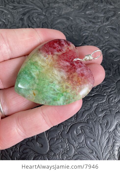 Heart Shaped Rainbow Quartz Druzy Stone Jewelry Pendant - #sV2L0ccL0Kg-3