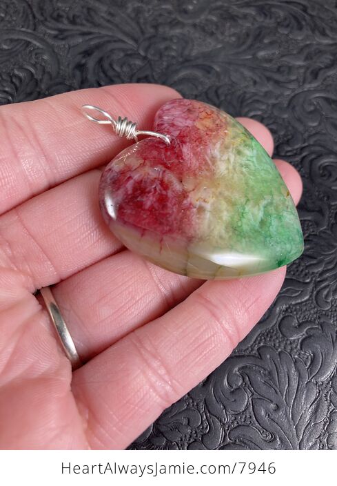 Heart Shaped Rainbow Quartz Druzy Stone Jewelry Pendant - #sV2L0ccL0Kg-4
