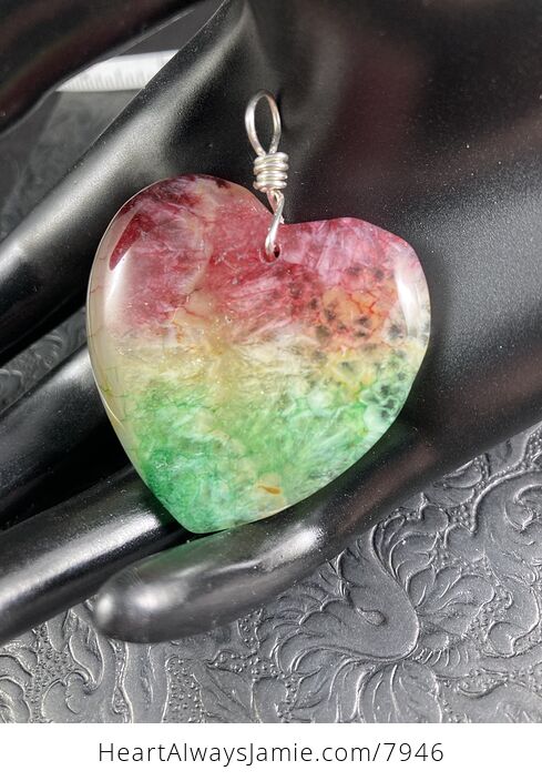 Heart Shaped Rainbow Quartz Druzy Stone Jewelry Pendant - #sV2L0ccL0Kg-1
