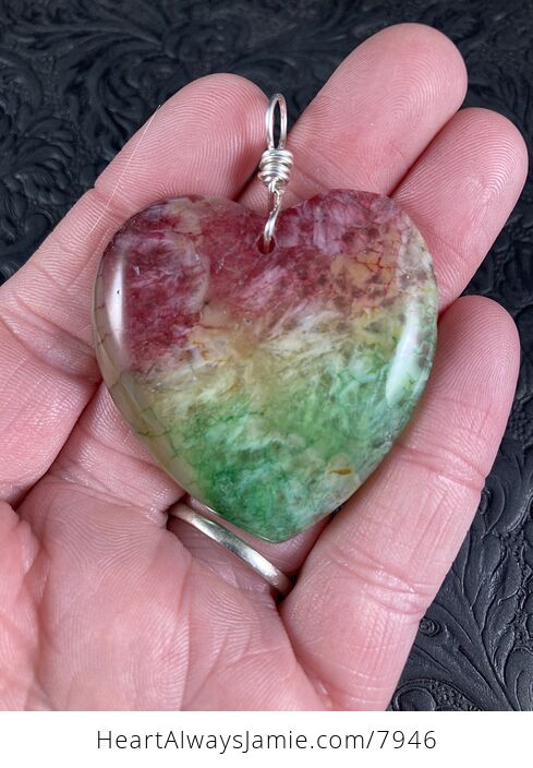 Heart Shaped Rainbow Quartz Druzy Stone Jewelry Pendant - #sV2L0ccL0Kg-2