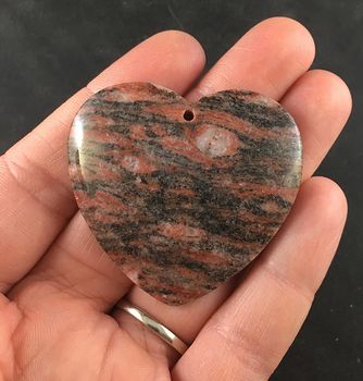 Heart Shaped Red and Black Laterite Fossil Stone Pendant Jewelry #9Wcz4fMRfJ0