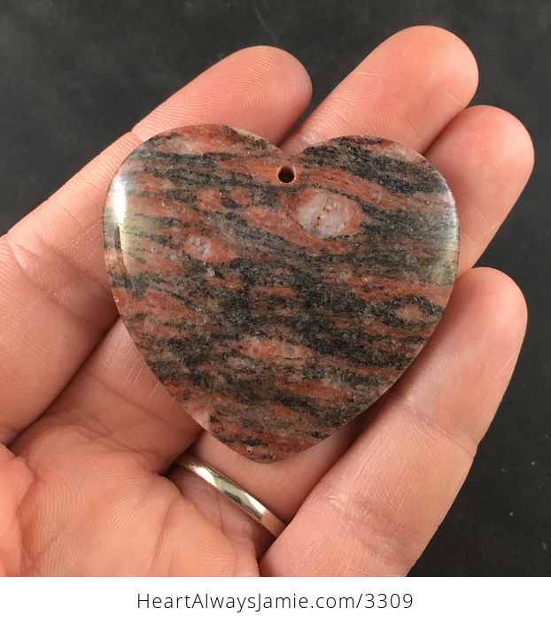 Heart Shaped Red and Black Laterite Fossil Stone Pendant Jewelry - #9Wcz4fMRfJ0-1