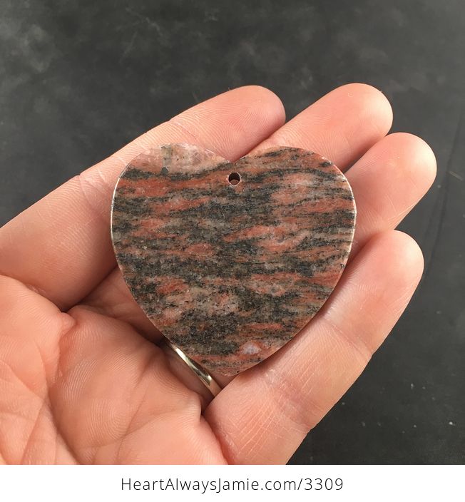 Heart Shaped Red and Black Laterite Fossil Stone Pendant Necklace Jewelry - #9Wcz4fMRfJ0-4