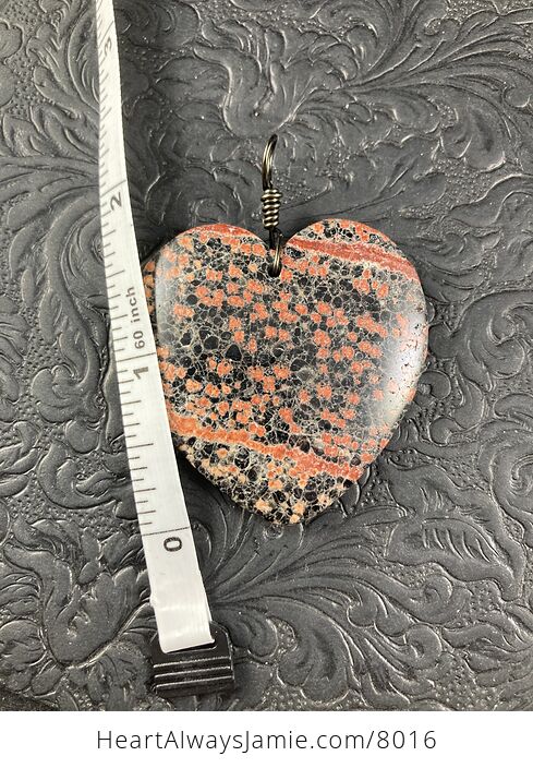 Heart Shaped Red and Black Starry Night Firecracker or Flower Obsidian Stone Jewelry Pendant - #MtrHNV073fs-6