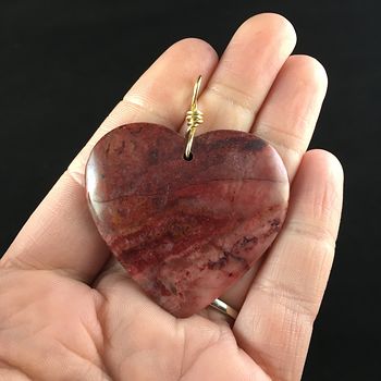 Heart Shaped Red Crazy Lace Agate Stone Jewelry Pendant #bCH6w7skjVw