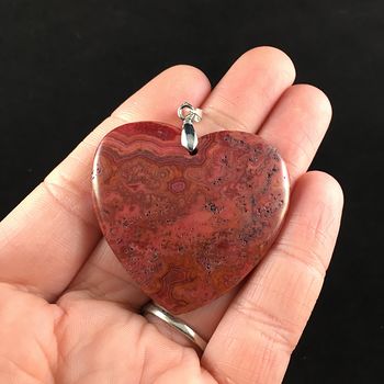 Heart Shaped Red Crazy Lace Agate Stone Jewelry Pendant #dRrAejAp4Nk