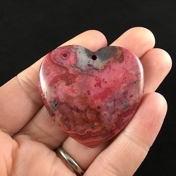 Heart Shaped Red Crazy Lace Agate Stone Jewelry Pendant #yeKmHYMBz24