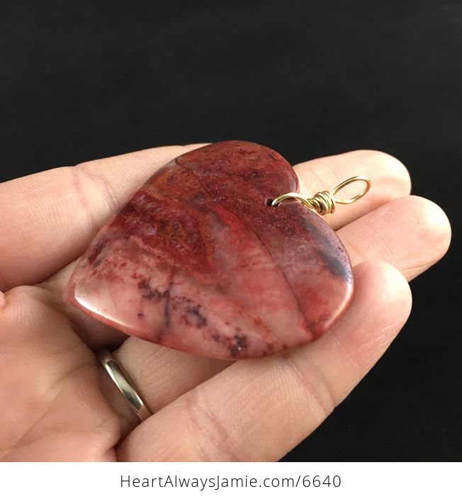 Heart Shaped Red Crazy Lace Agate Stone Jewelry Pendant - #bCH6w7skjVw-3