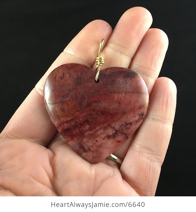 Heart Shaped Red Crazy Lace Agate Stone Jewelry Pendant - #bCH6w7skjVw-1