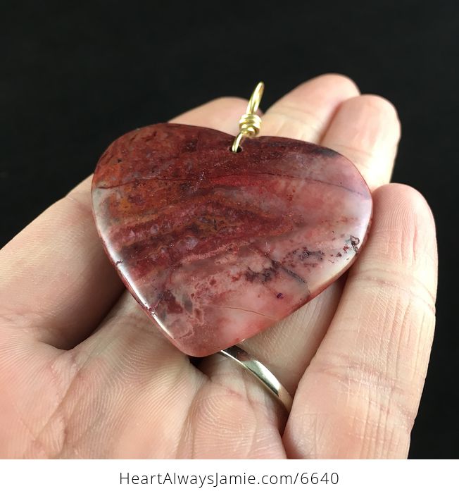 Heart Shaped Red Crazy Lace Agate Stone Jewelry Pendant - #bCH6w7skjVw-2