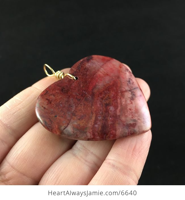 Heart Shaped Red Crazy Lace Agate Stone Jewelry Pendant - #bCH6w7skjVw-4