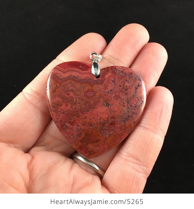 Heart Shaped Red Crazy Lace Agate Stone Jewelry Pendant - #dRrAejAp4Nk-1