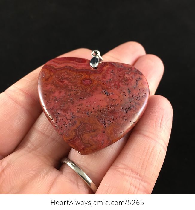 Heart Shaped Red Crazy Lace Agate Stone Jewelry Pendant - #dRrAejAp4Nk-2