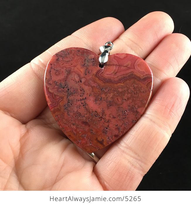 Heart Shaped Red Crazy Lace Agate Stone Jewelry Pendant - #dRrAejAp4Nk-6