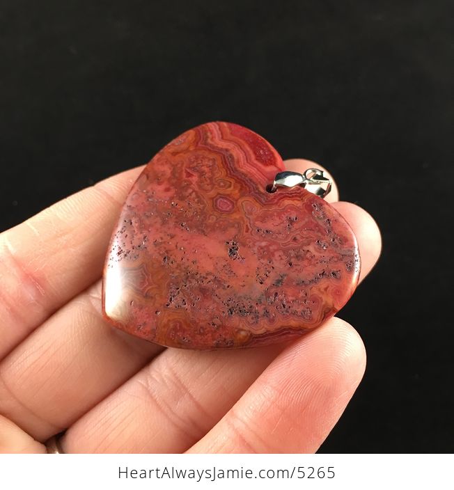 Heart Shaped Red Crazy Lace Agate Stone Jewelry Pendant - #dRrAejAp4Nk-3