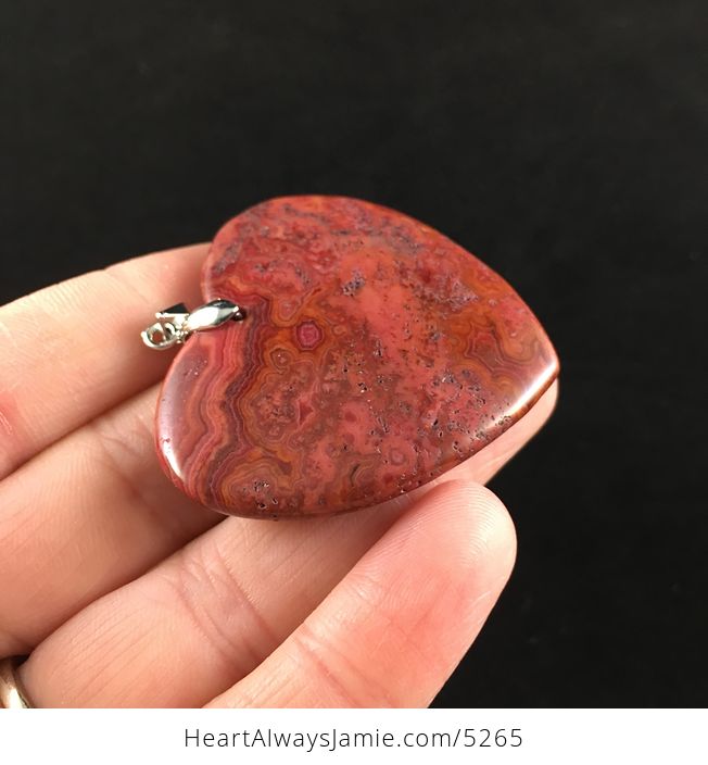 Heart Shaped Red Crazy Lace Agate Stone Jewelry Pendant - #dRrAejAp4Nk-4