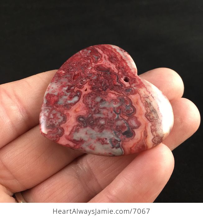 Heart Shaped Red Crazy Lace Agate Stone Jewelry Pendant - #rAMwEPleHFg-3