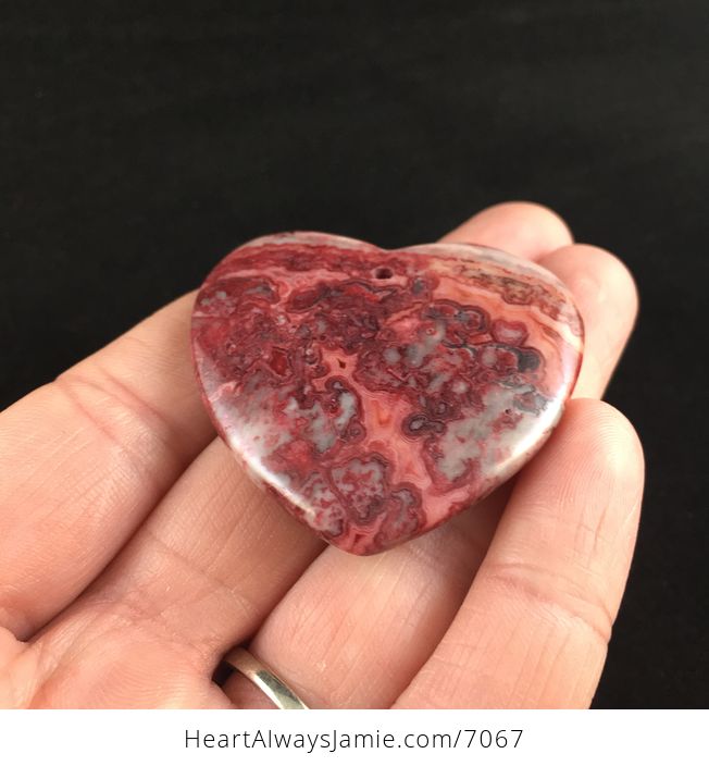 Heart Shaped Red Crazy Lace Agate Stone Jewelry Pendant - #rAMwEPleHFg-2