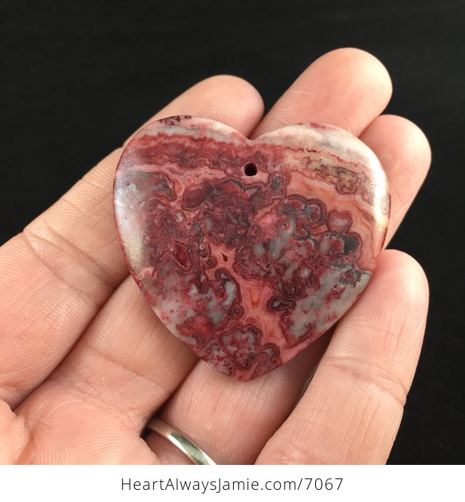 Heart Shaped Red Crazy Lace Agate Stone Jewelry Pendant - #rAMwEPleHFg-1