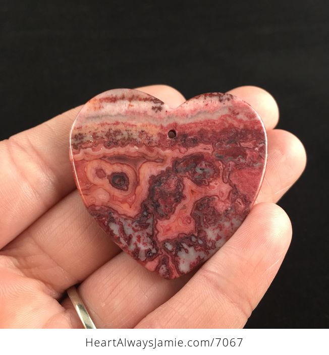 Heart Shaped Red Crazy Lace Agate Stone Jewelry Pendant - #rAMwEPleHFg-4