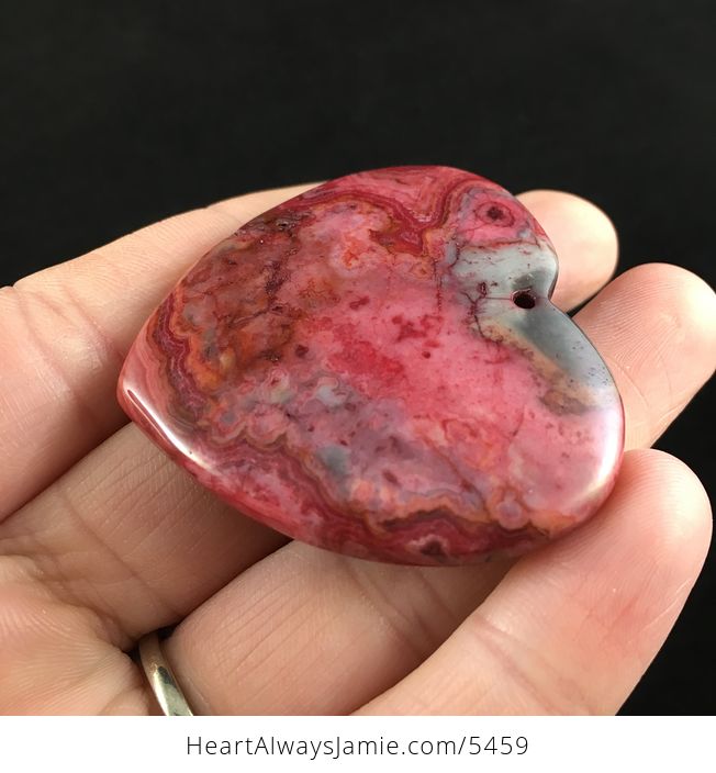 Heart Shaped Red Crazy Lace Agate Stone Jewelry Pendant - #yeKmHYMBz24-3