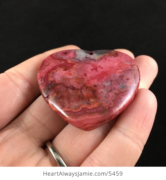 Heart Shaped Red Crazy Lace Agate Stone Jewelry Pendant - #yeKmHYMBz24-2