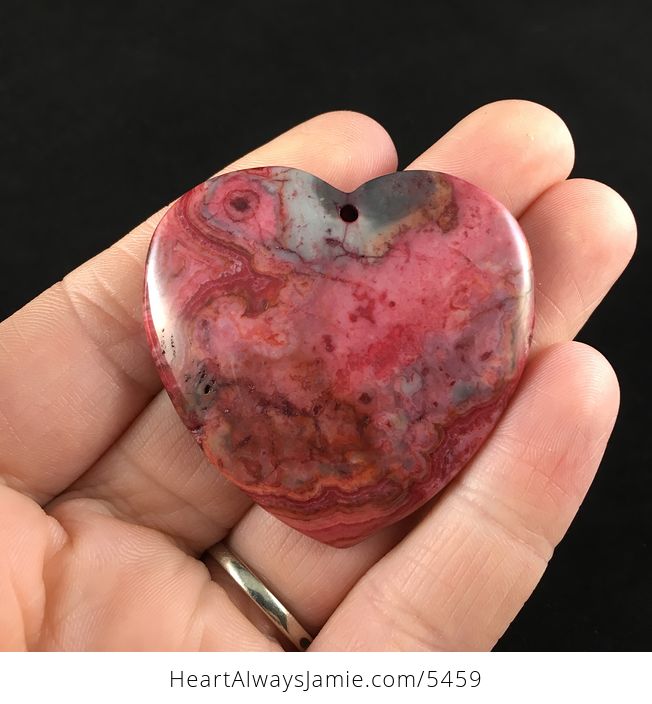 Heart Shaped Red Crazy Lace Agate Stone Jewelry Pendant - #yeKmHYMBz24-1