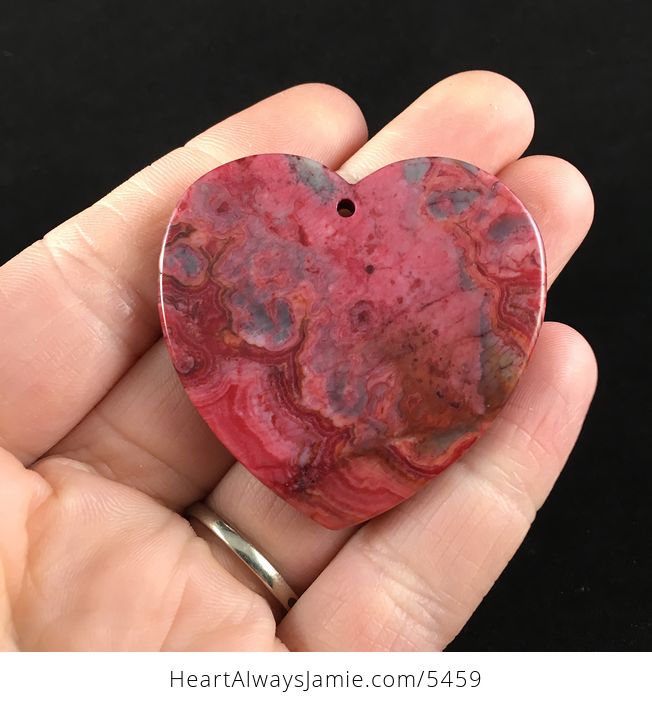 Heart Shaped Red Crazy Lace Agate Stone Jewelry Pendant - #yeKmHYMBz24-6