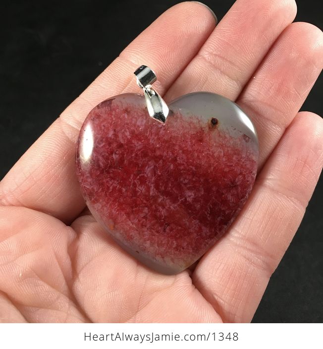 Heart Shaped Red Druzy Stone Pendant - #nAaKuels8Rg-1
