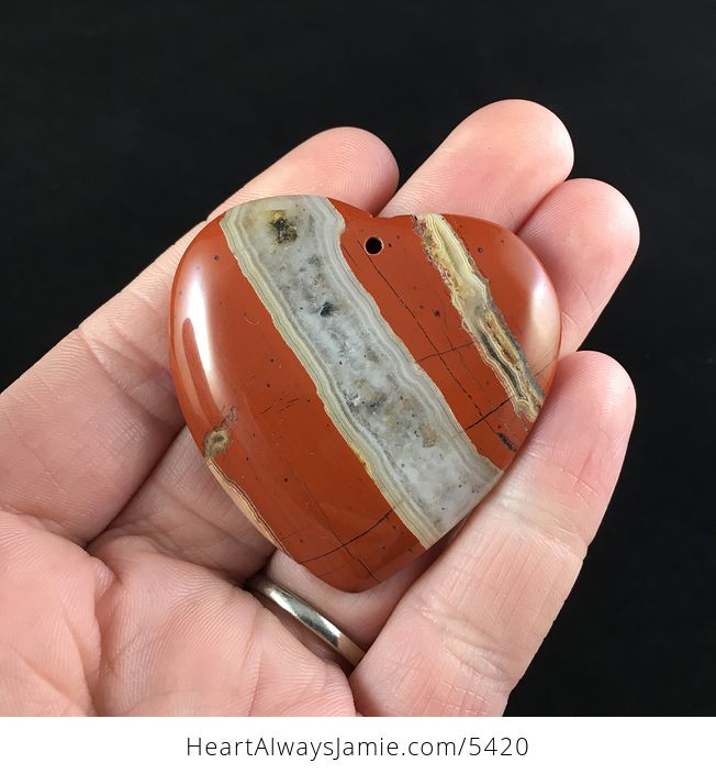 Heart Shaped Red Jasper Stone Jewelry Pendant - #60cZK6mM72s-1
