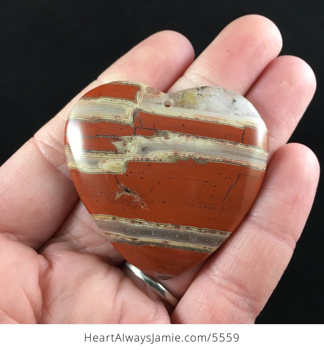 Heart Shaped Red Jasper Stone Jewelry Pendant - #XzZIl0xvmn4-1